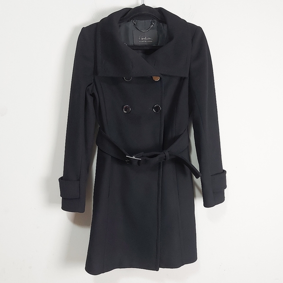 Aritzia T. Babaton Bromley Coat Small Black Wool Cashmere Blend Double Breasted - Picture 3 of 12